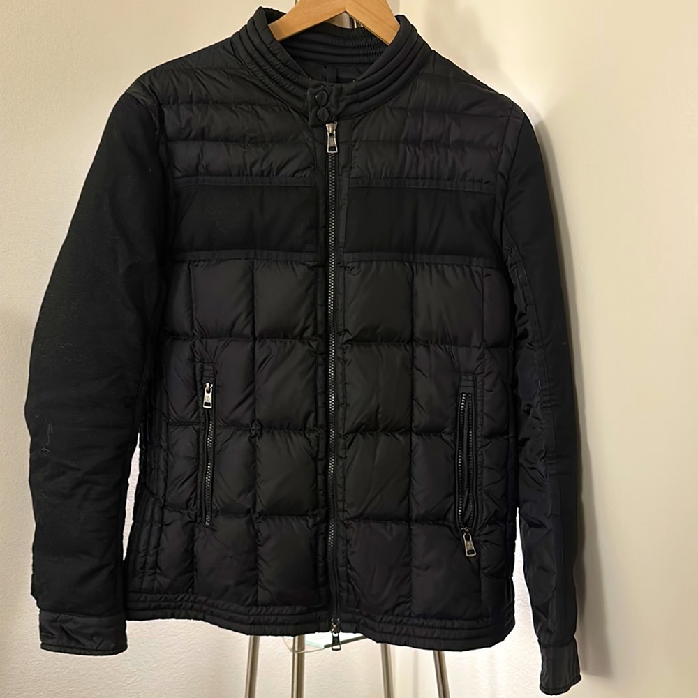 Moncler Gard Wool Blend Quilted Down Biker Jacket Size 4 (XL)